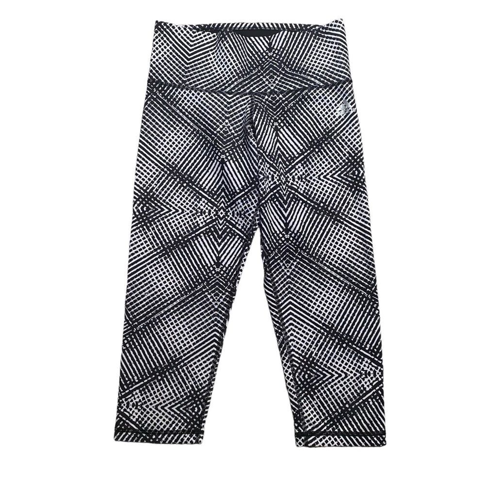 Adidas‎ Women’s S Cropped Capri Legging Black Abstract Geometric Stripe Pattern